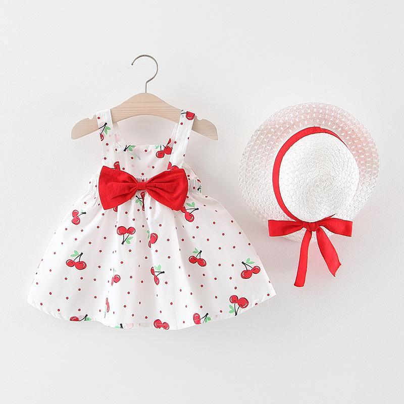 Baby Girls Dress with Sleeveless Print Floral for Birthday Party Princess Dress With Hat In Elefant Modern Style