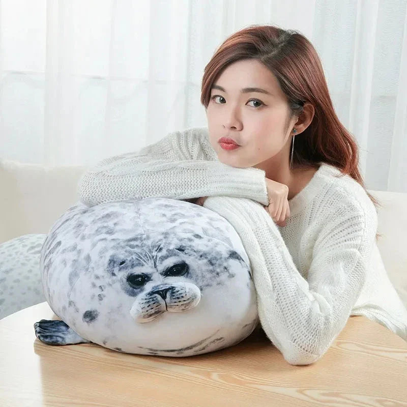 Angry Blob Seal Pillow – Cute 3D Chubby Sea Lion Plush Toy Gift