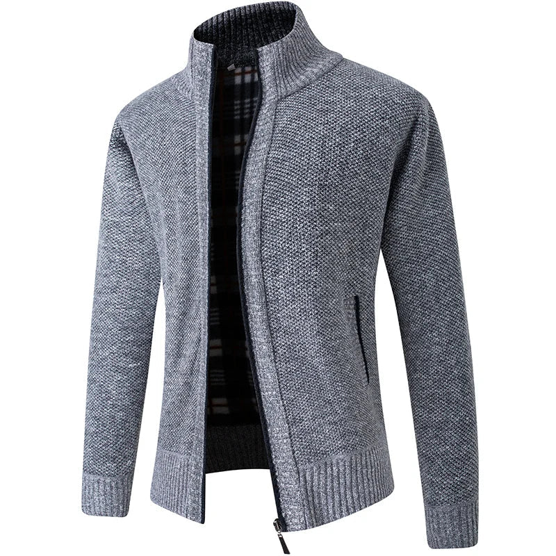 Men Sweater Cardigan Blazer Autumn/Winter Fleece Thick Warm Loose Zip Up