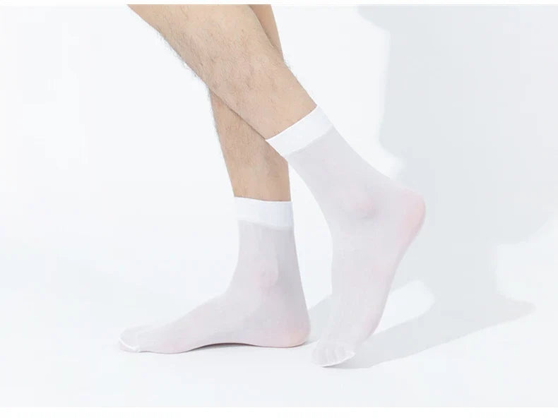10pairs Bamboo Fiber Silk Men's Summer Socks Thin Stripe Breathable