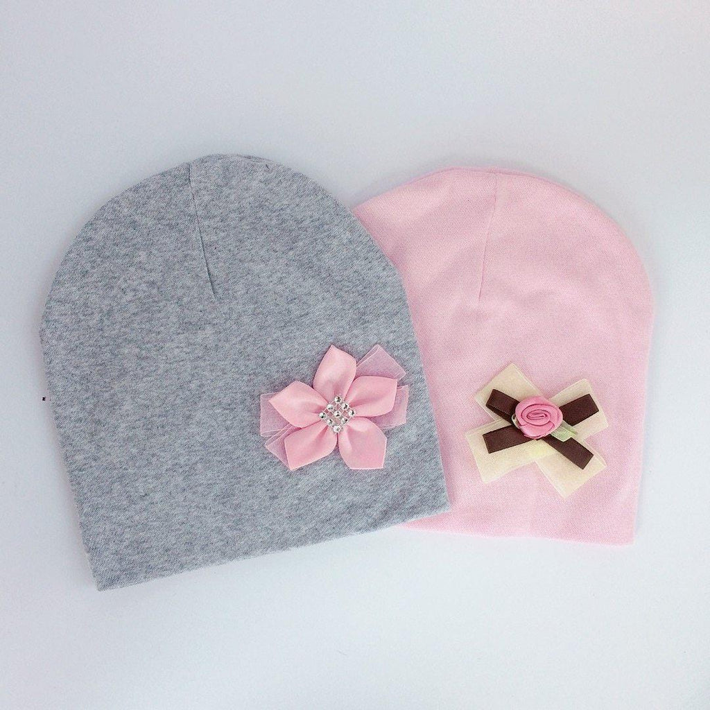 Modern Elegant Baby Girl Hat Cap With Bow and Dots Cotton Flower Beanie for Girls Butterfly Knot