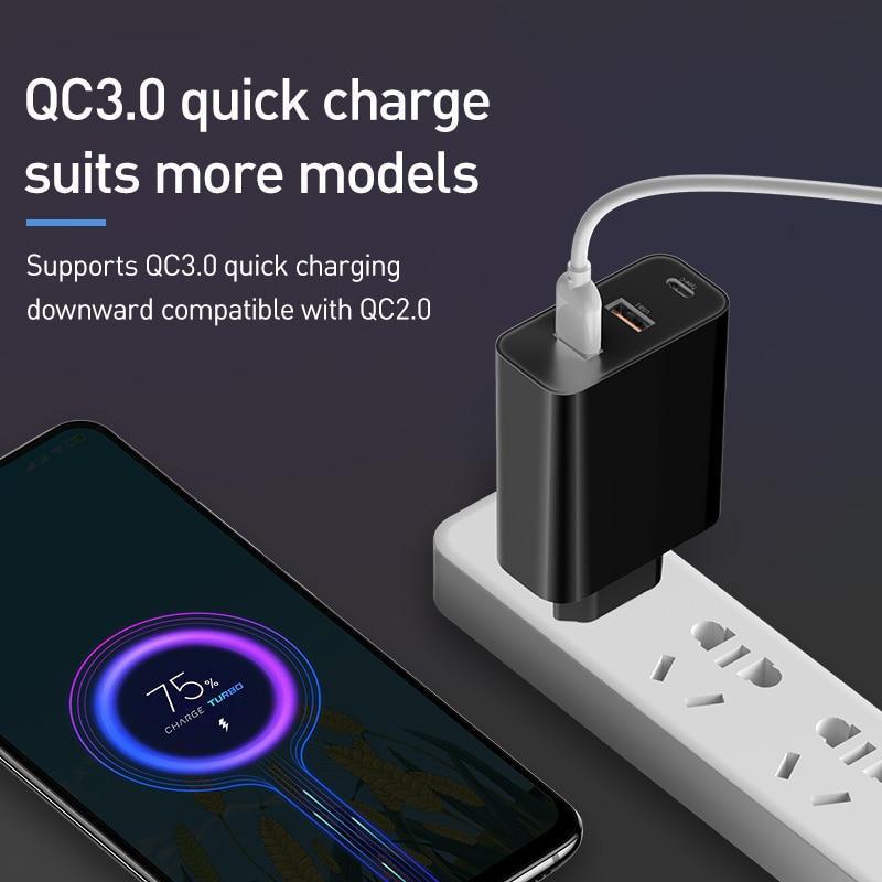 3 Ports USB Fast Charger 60W Support Quick Charge  Type-C PD Charger QC 4.0 3.0 Phone Charger