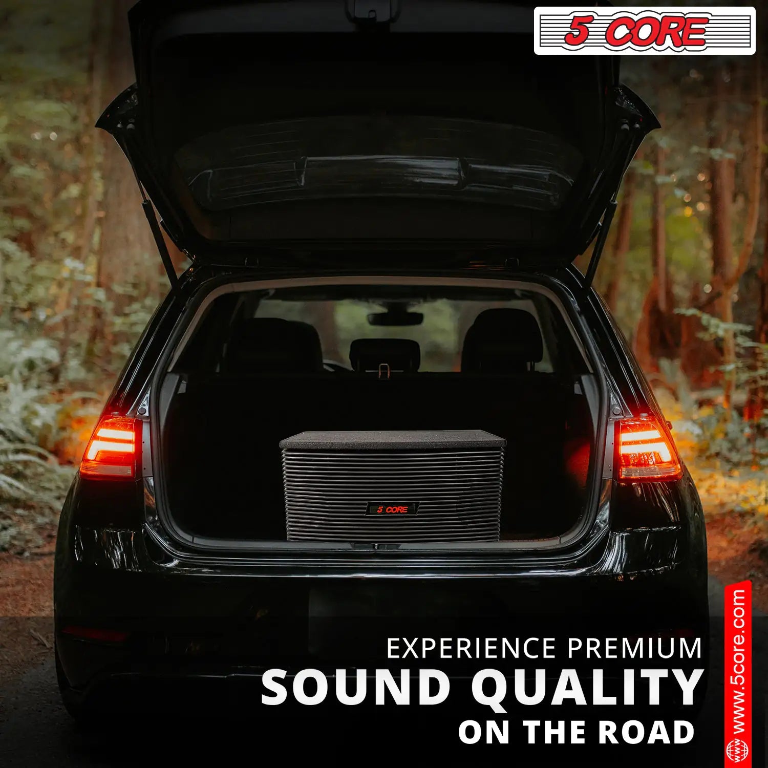 5Core Box Subwoofer for Car 1Pc Black 800W Peak Power 8 Inch Vented Trunk Speaker Woofer 8 Ohm