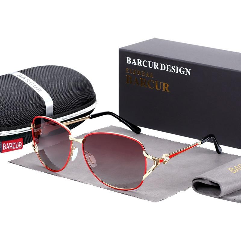 Elegant Women Gradient Luxury Polarized Sunglasses Luxury Round Eyewear With Metal High Quality Frame  lunette de soile