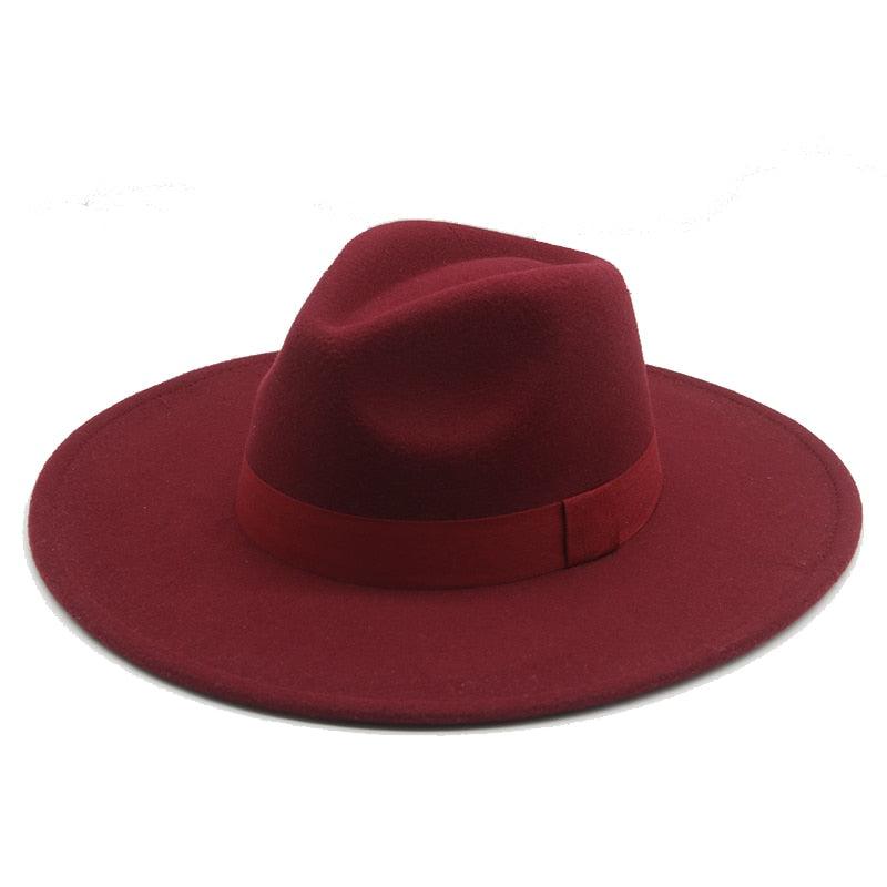 Fashionable Fedora Hats Women Wide Brim Dress Caps  Women's Fedora Hats Elegant Wide Brim Fedora Hat  Wedding Men Hat Warm Retro Style Belt 56-58cm