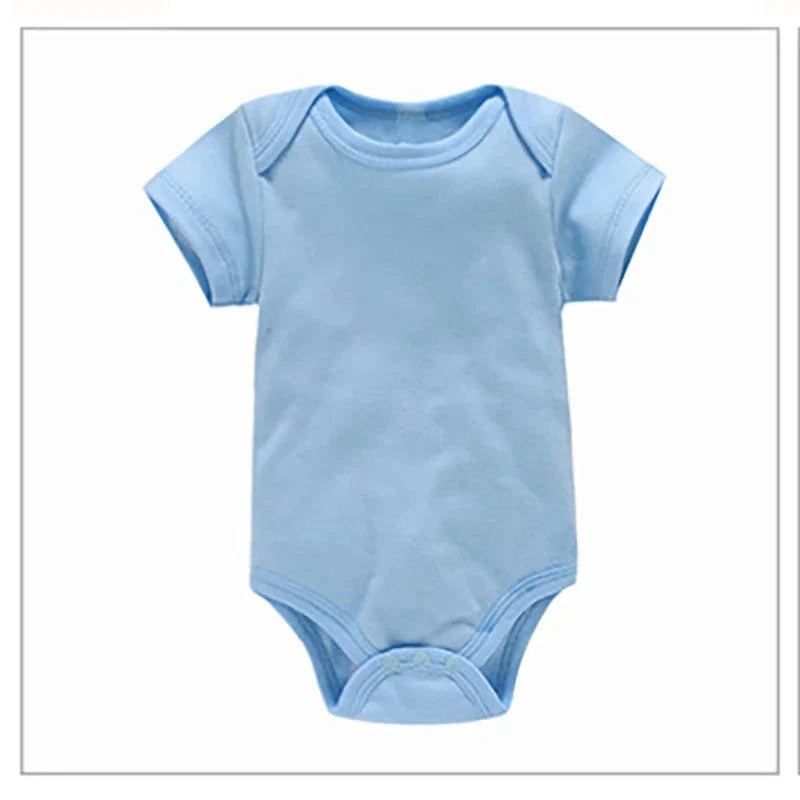 3PCS Baby Bodysuit Set (0–12M) – Soft Cotton Solid Color Summer Rompers for Boys & Girls
