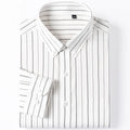 England Style Soft 100% Cotton Fashion Shirts Single Patch Pocket Long Sleeve Standard-fit Button-down Man Casual Striped Shirt