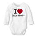 Baby Boys Girls Romper Cotton Long Sleeve Letter Print I Love Mom & Dad Jumpsuit In Modern Design