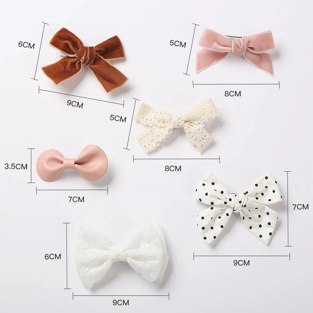 4Pcs Leopard Print Hair Bow Clips for Baby Girls Lace Barrettes
