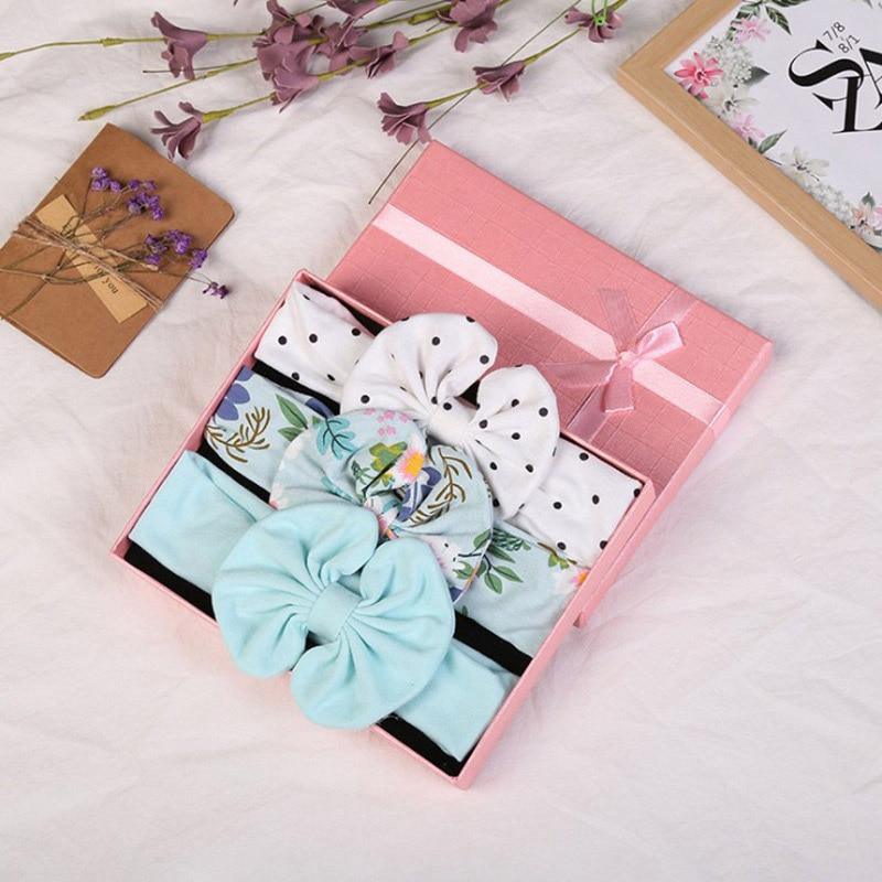 Modern 3PCS Set Floral Bows Baby Headband Dot Bowknot Cotton Hair Band Girls Hair Accessories For Girls