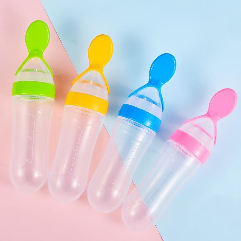 NEW Baby Feeding Bottle Spoon With Silicone Spoon Newborn Infant Squeeze Spoon Toddler Supplement food Bottle Feeder For Kids and Baby