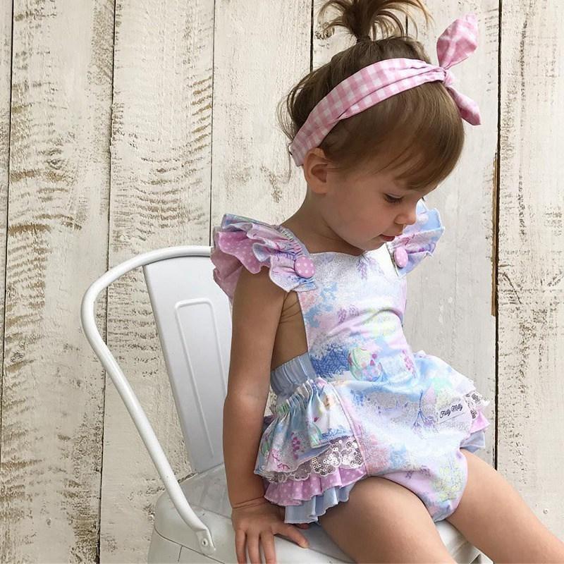 Colorful Sleeveless Newborn Baby Girls Floral Tutu Romper Bowknot Backcross Jumpsuit Sunsuit Clothes For Summer
