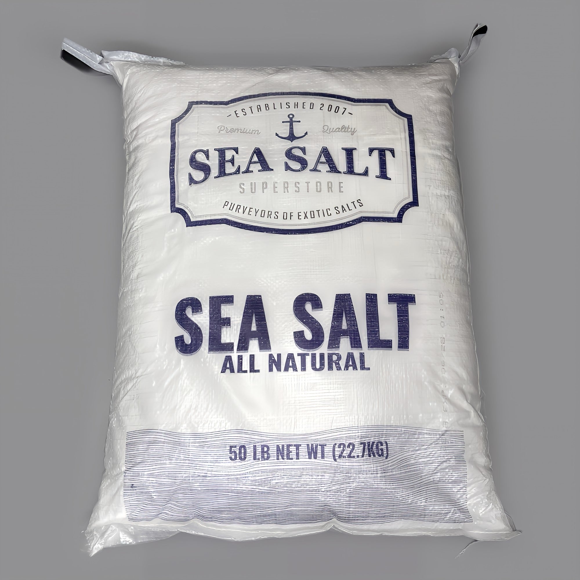 SEA SALT SUPERSTORE (50 LBS) All Natural Kosher Fine Grain Sea Salt BB 06/28