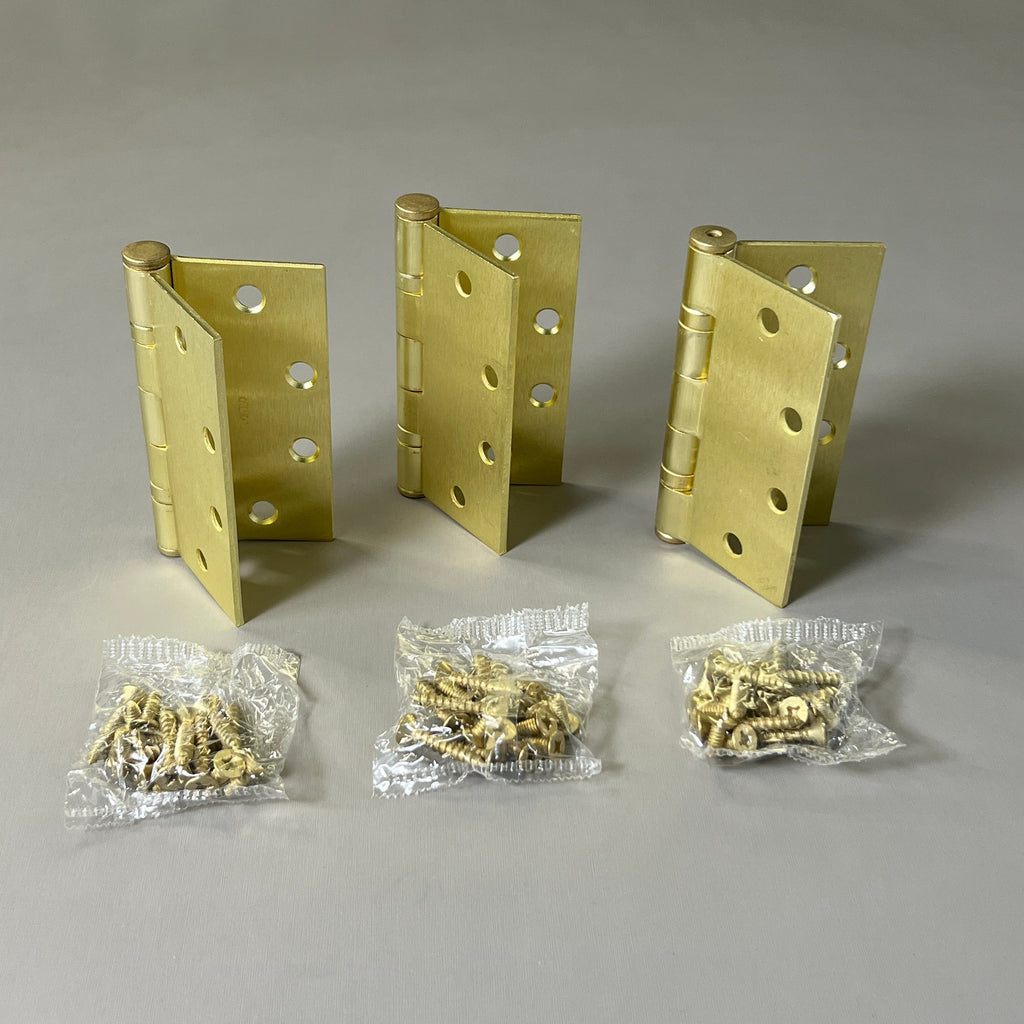SGS Heavy Duty Commercial Grade Hinge 3-PACK 4.5" x 4.5" Satin Brass BB1000 (new)