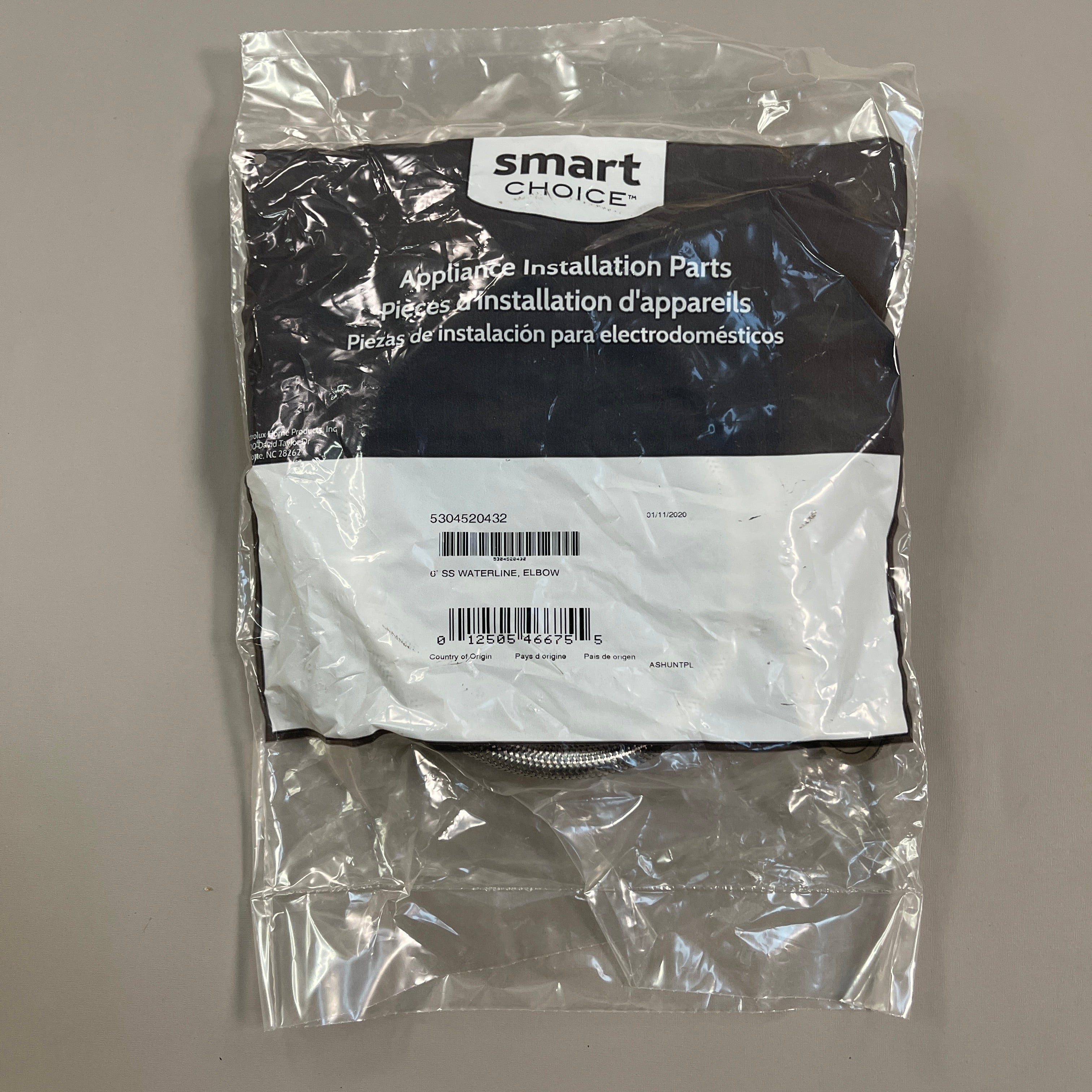 ELECTROLUX 6 ft Dishwasher Braided Stainless Waterline Molded 3/4" To Hose Elbow 5304520432 (New)