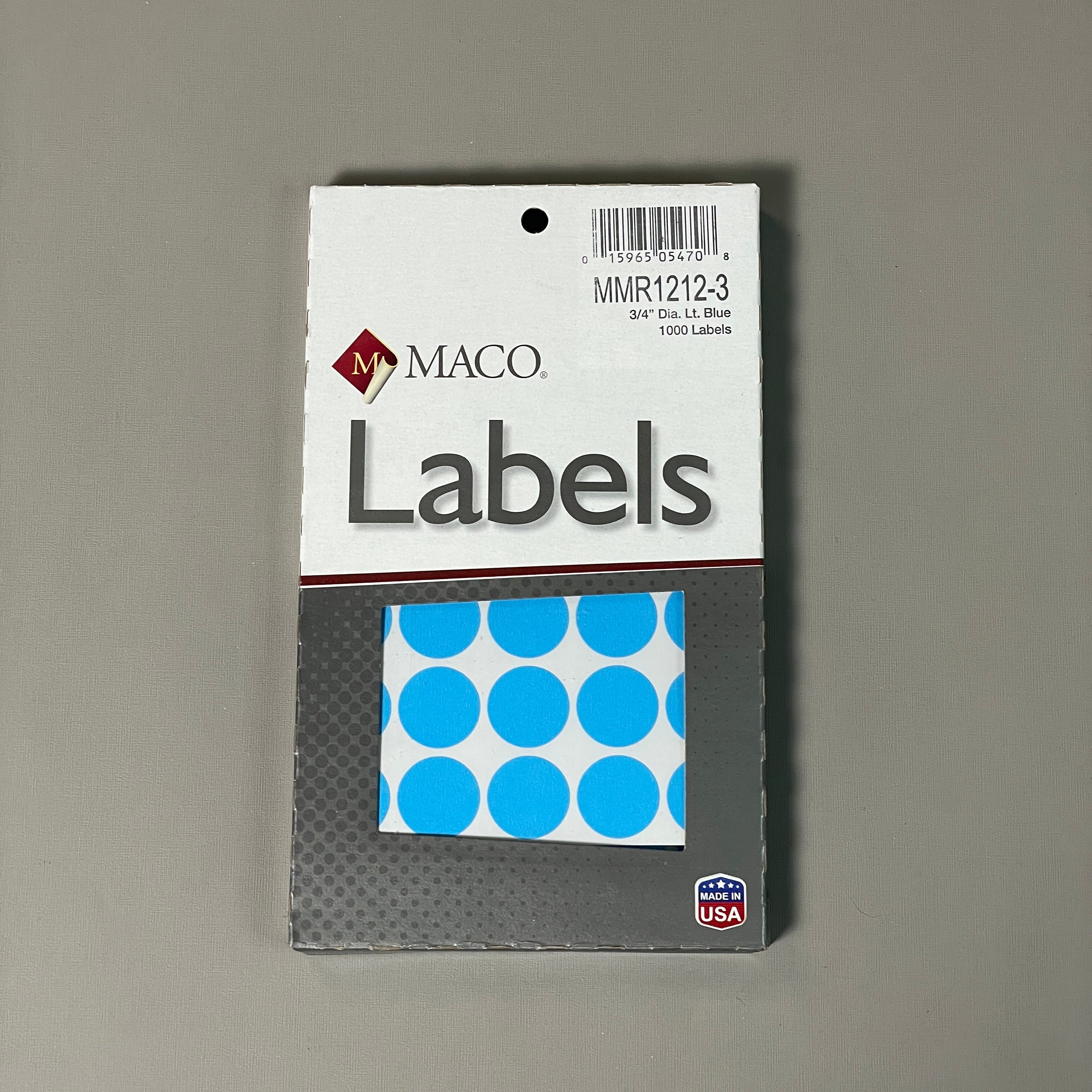MACO Round Light Blue (6 PACK) Color-Coding Labels 3/4” Dia. 6000 Labels MR1212-3