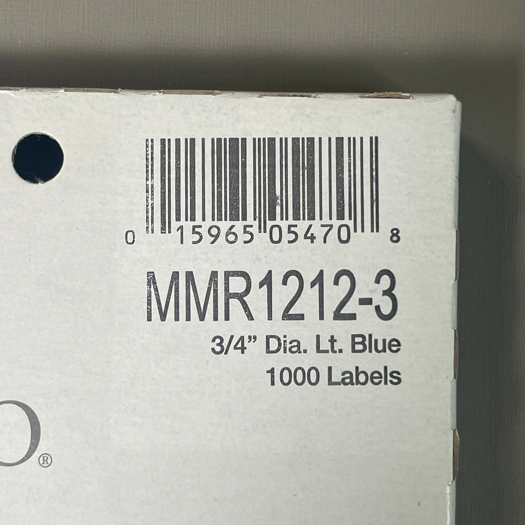 MACO Round Light Blue (6 PACK) Color-Coding Labels 3/4” Dia. 6000 Labels MR1212-3
