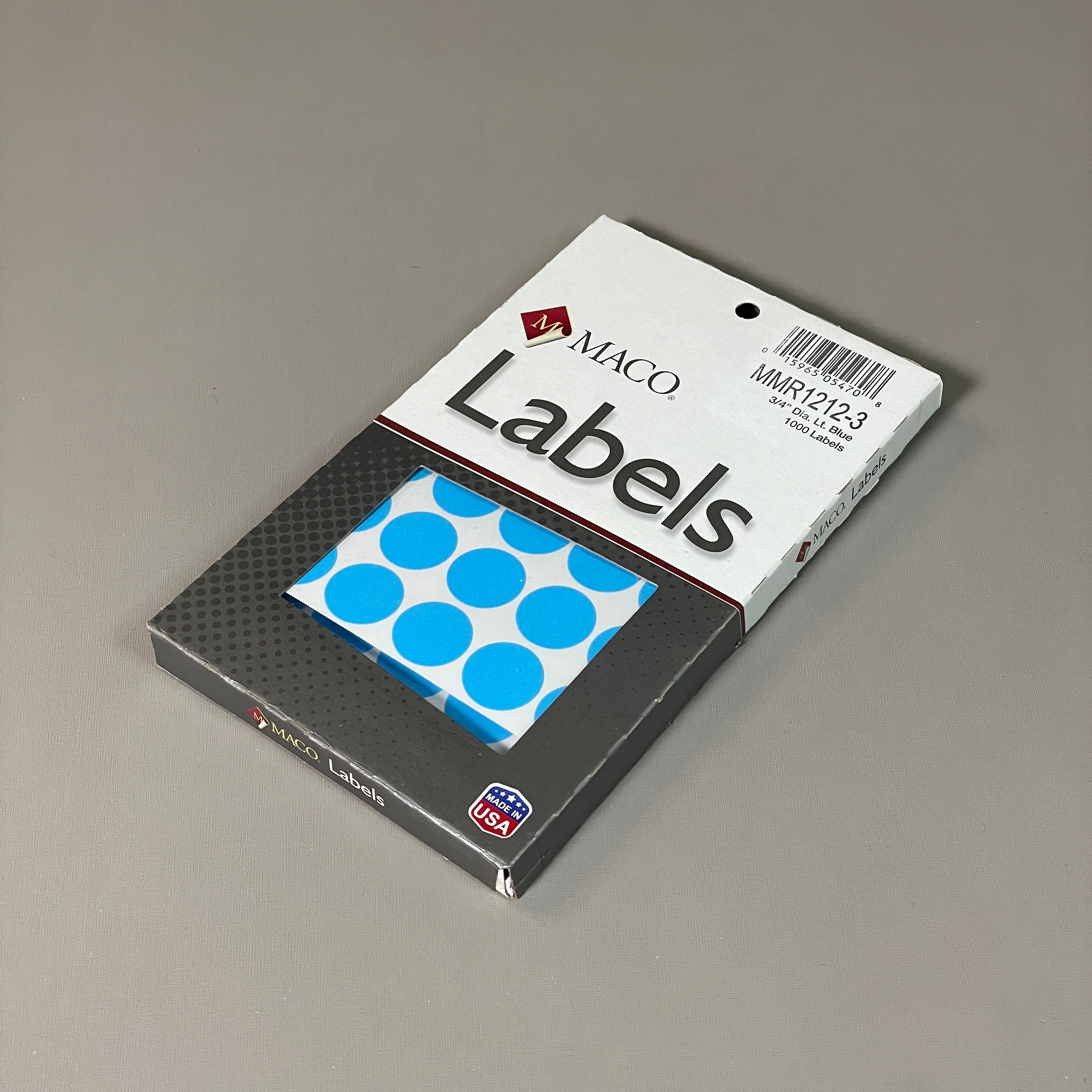 MACO Round LIGHT BLUE Color-Coding Labels 3/4” Dia. 1000 Labels MR1212-3