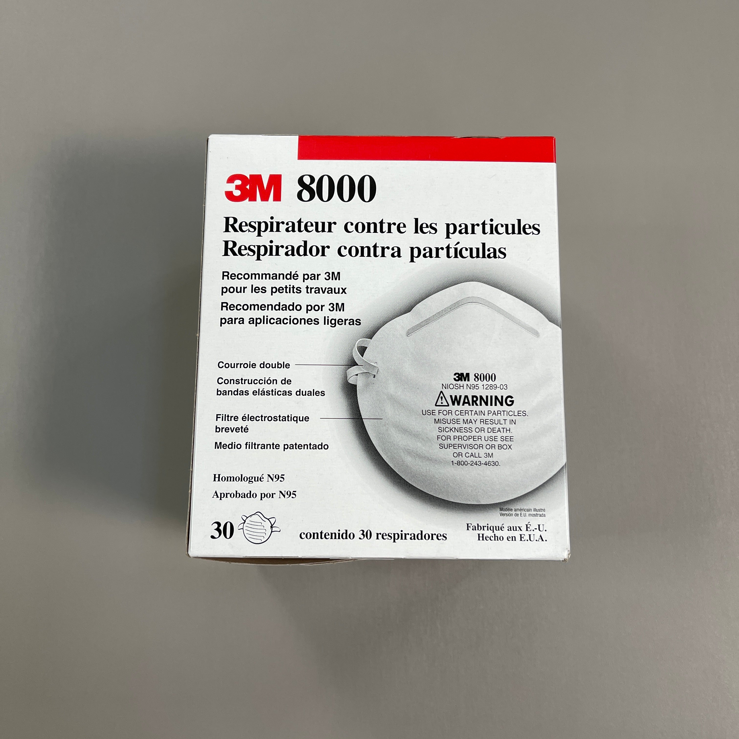 3M 8000 Particle Respirators N95 Mask (90-Pack) 1289-03 USA (New)