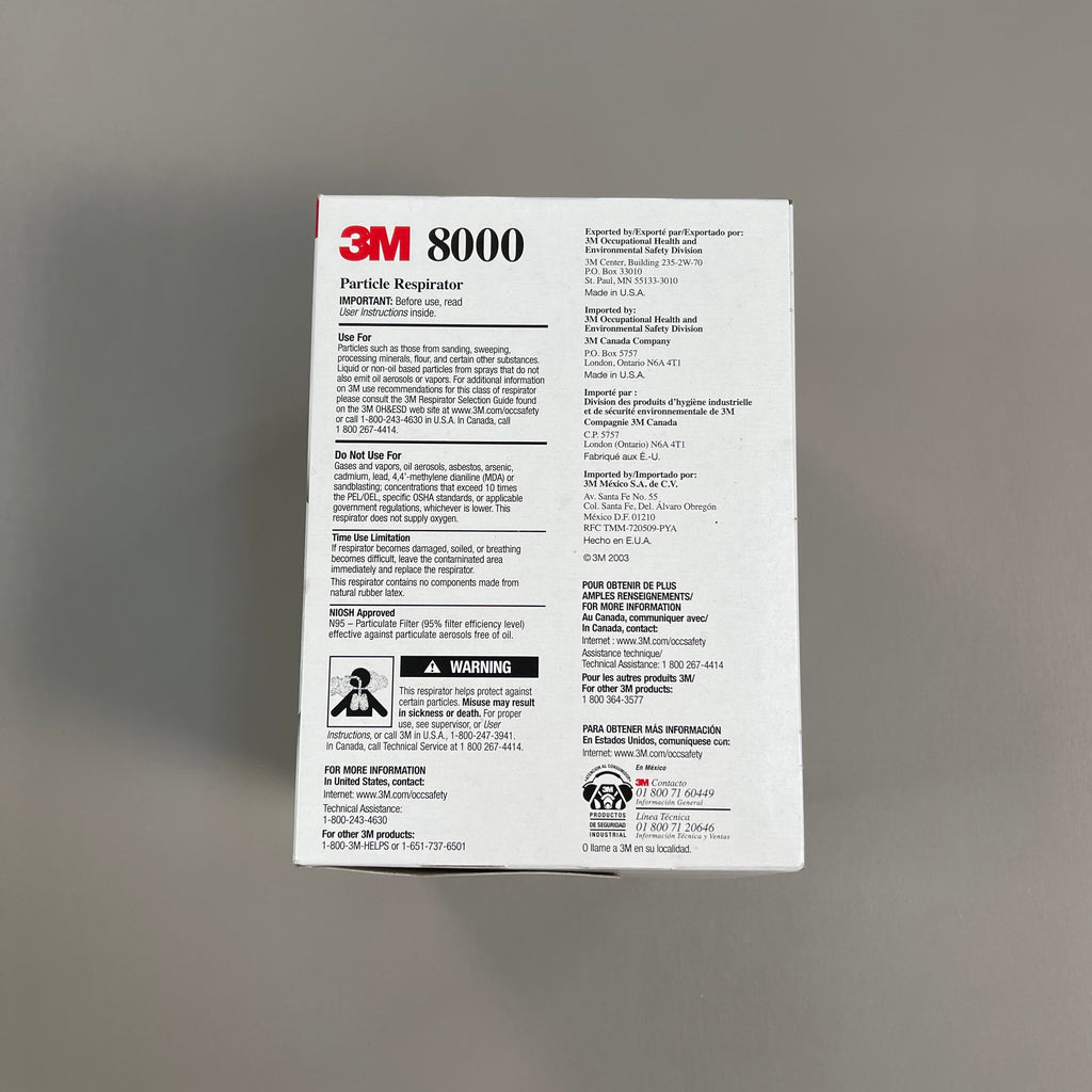 3M 8000 Particle Respirators N95 Mask (90-Pack) 1289-03 USA (New)
