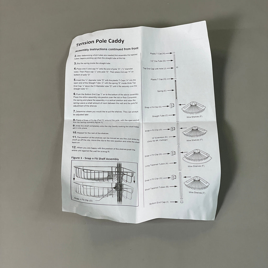 ZA@ SHOWER CADDY 4 Tier Bathroom Corner Rust-Proof Tension Pole 819984 (New)