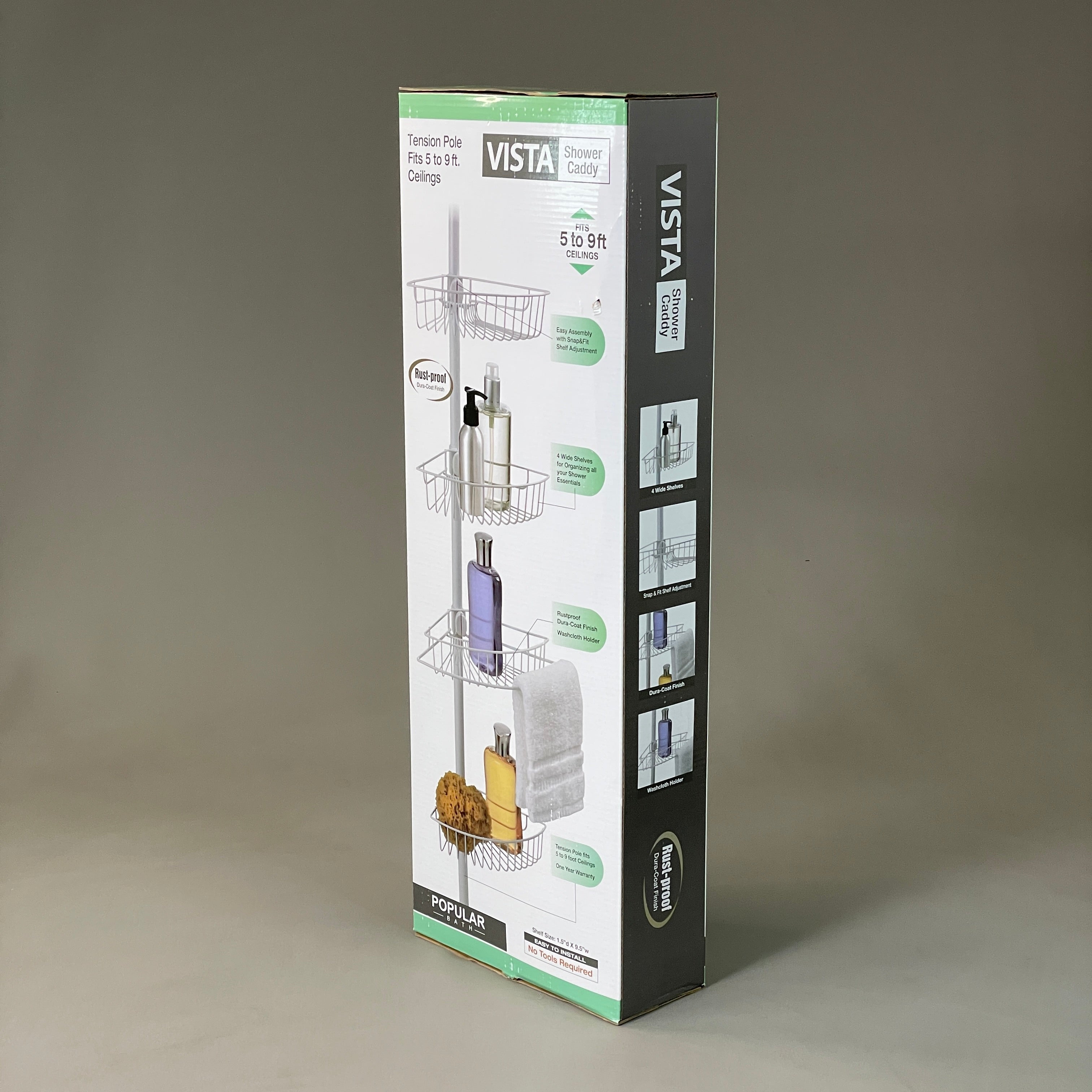 ZA@ SHOWER CADDY 4 Tier Bathroom Corner Rust-Proof Tension Pole 819984 (New)