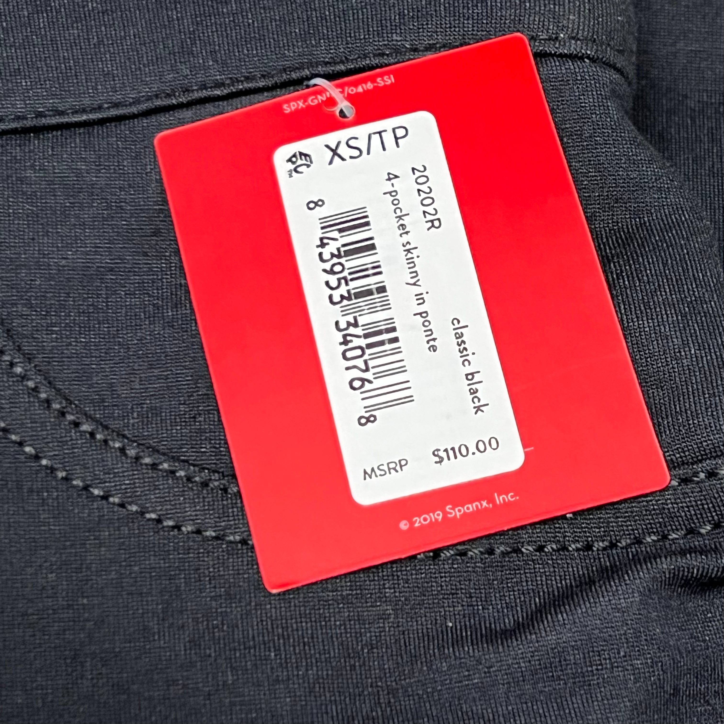SPANX 4-Pocket Skinny in Ponte Women's Sz XS / TP  Black 20202R (New)
