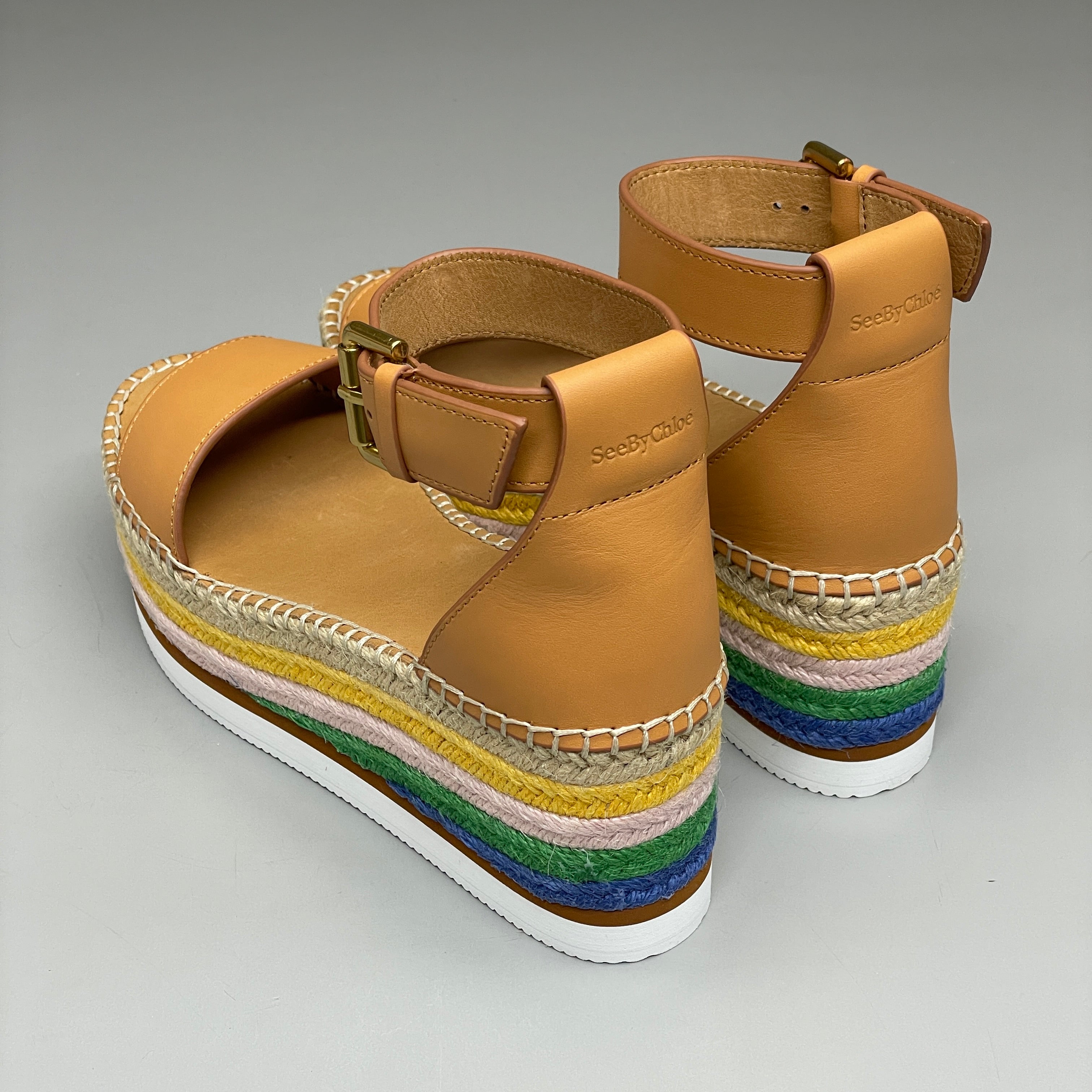 SEE BY CHLOÉ Glyn Espadrille Platform Sandals Multicolor Women’s Sz 6 EU 36 SB32201D