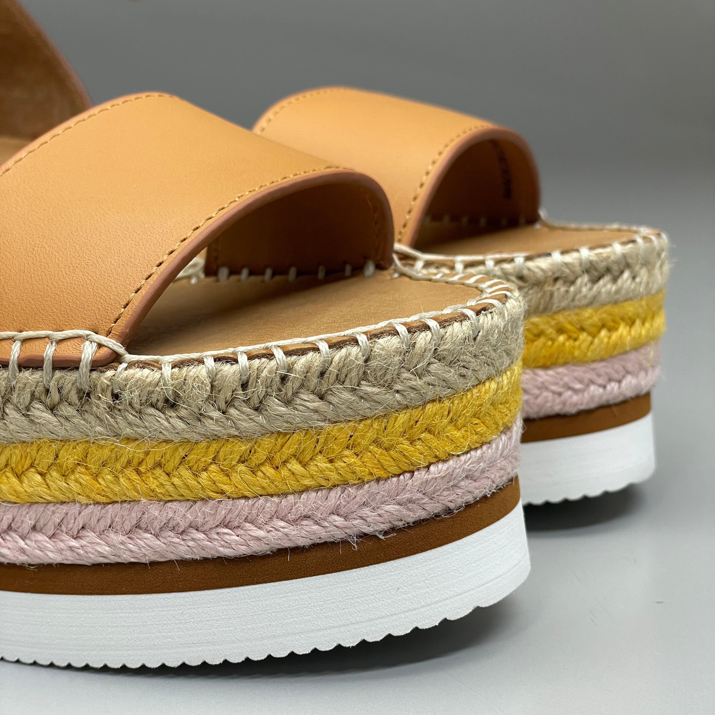 SEE BY CHLOÉ Glyn Espadrille Platform Ankle-Strap Sandals Multicolor Women's Sz 10 EU 40 SB32201D (New)
