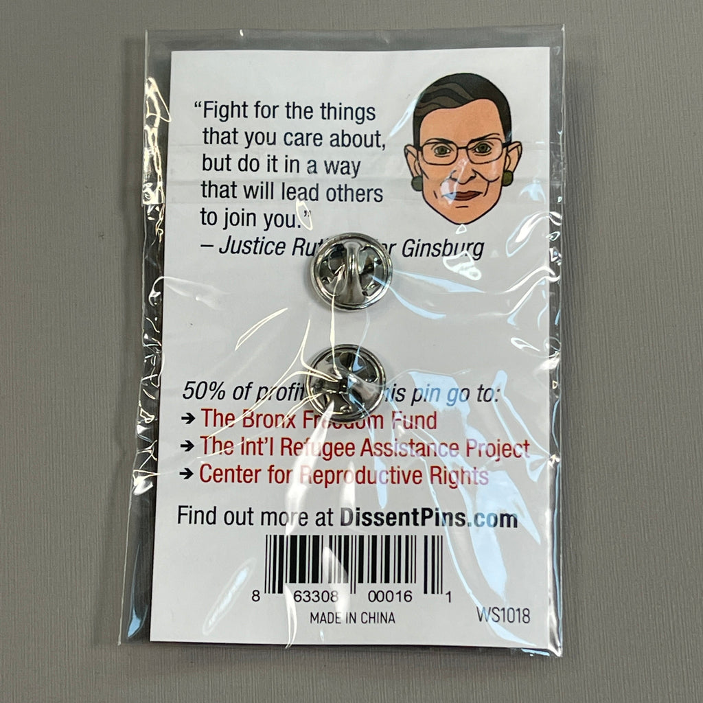 DISSENT PINS Ruth Bader Pinsburg Enamel Pin Ruth Bader Ginsburg RBG (New)