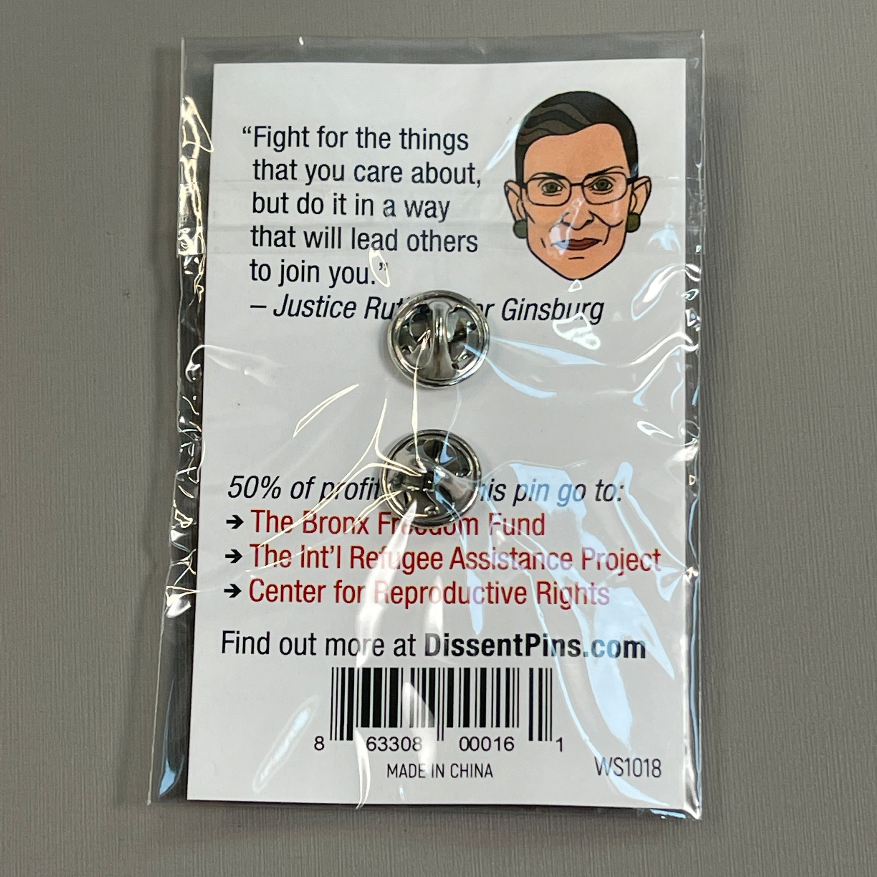 DISSENT PINS Ruth Bader Pinsburg Enamel Pin Ruth Bader Ginsburg RBG (New)