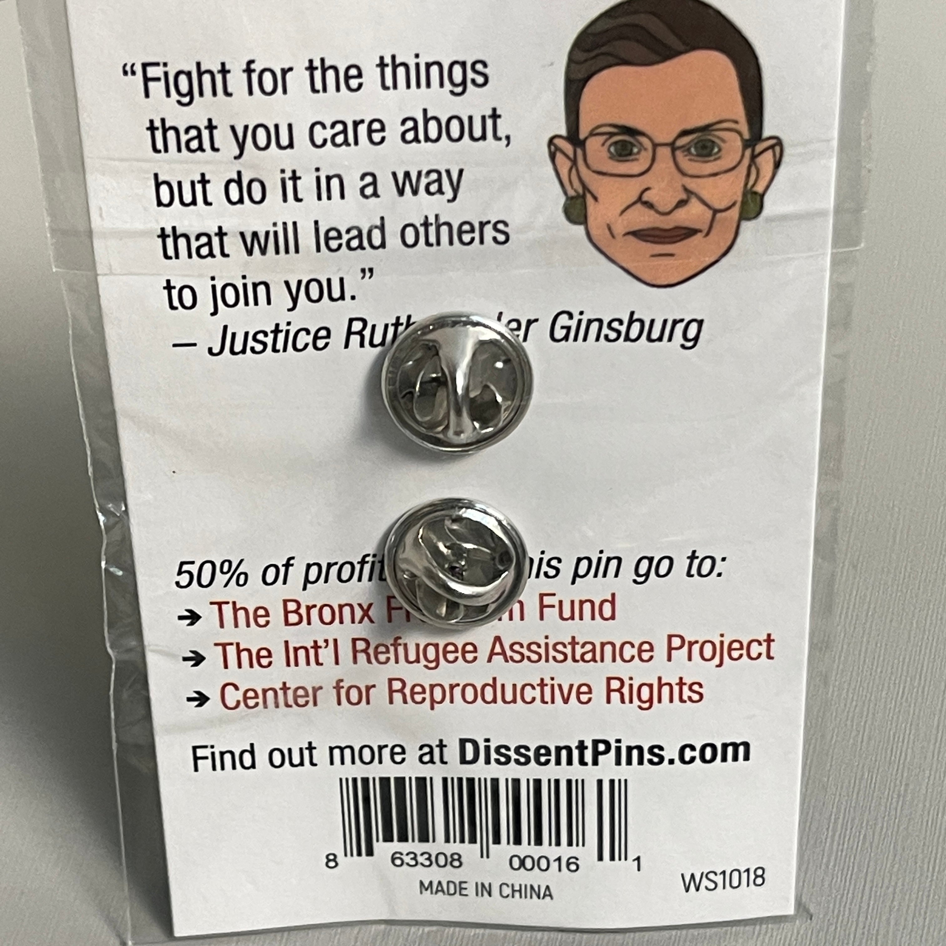 DISSENT PINS Ruth Bader Pinsburg Enamel Pin Ruth Bader Ginsburg RBG (New)
