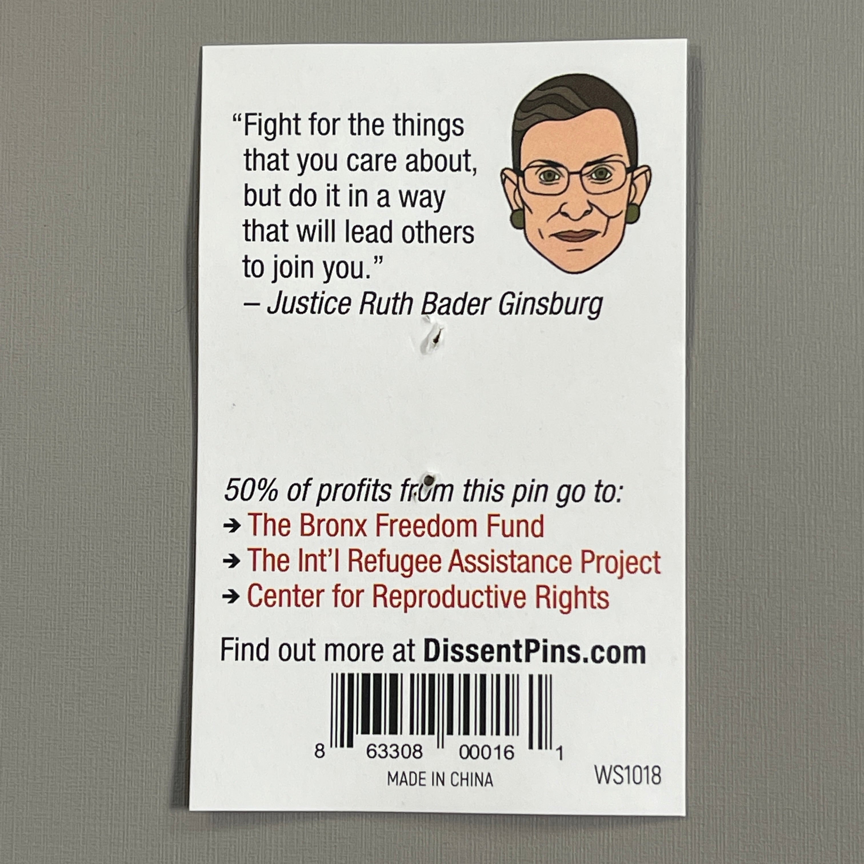DISSENT PINS Ruth Bader Pinsburg Enamel Pin Ruth Bader Ginsburg RBG (New)