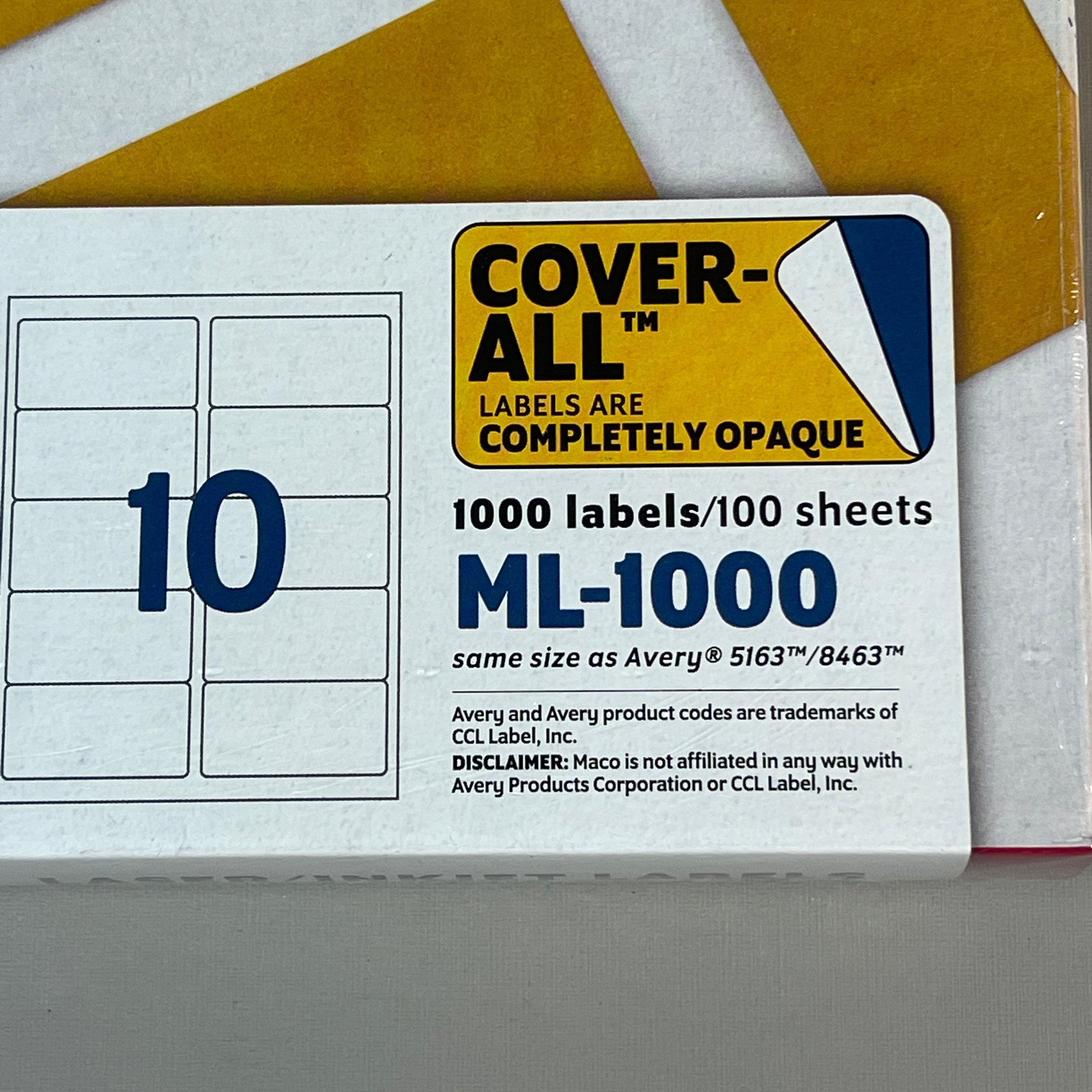 Z@ MACO Laser / Ink Jet White Shipping Labels 2" x 4” 1000 Labels (100 sheets) ML-1000