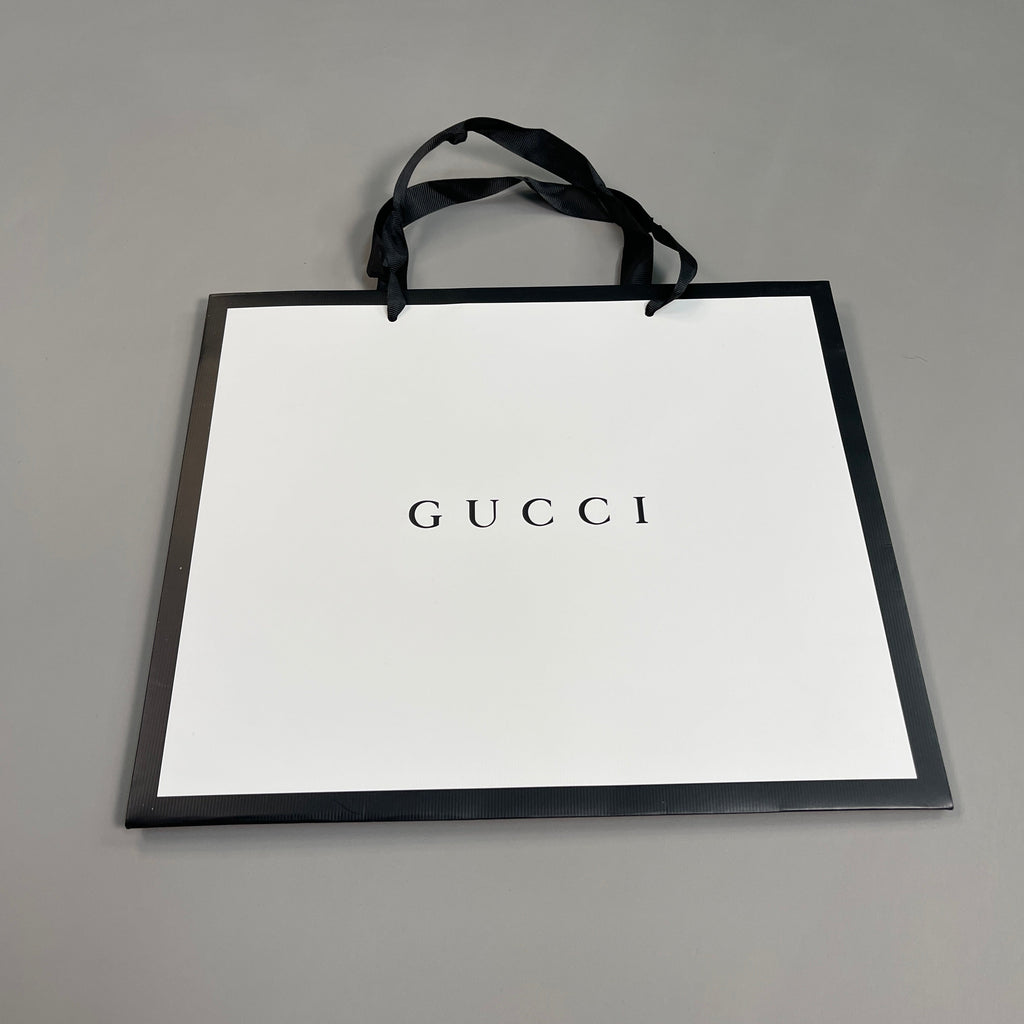 GUCCI Authentic Retail Store Gift Bag Tote Paper White / Black 13" x 11" x 4" (New)