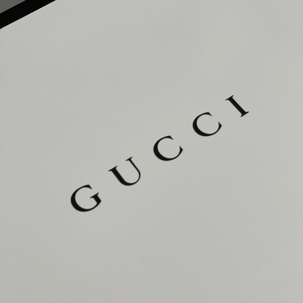 GUCCI Authentic Retail Store Gift Bag Tote Paper White / Black 13" x 11" x 4" (New)