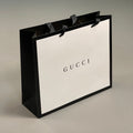GUCCI Authentic Retail Store Gift Bag Tote Paper White / Black 13" x 11" x 4" (New)
