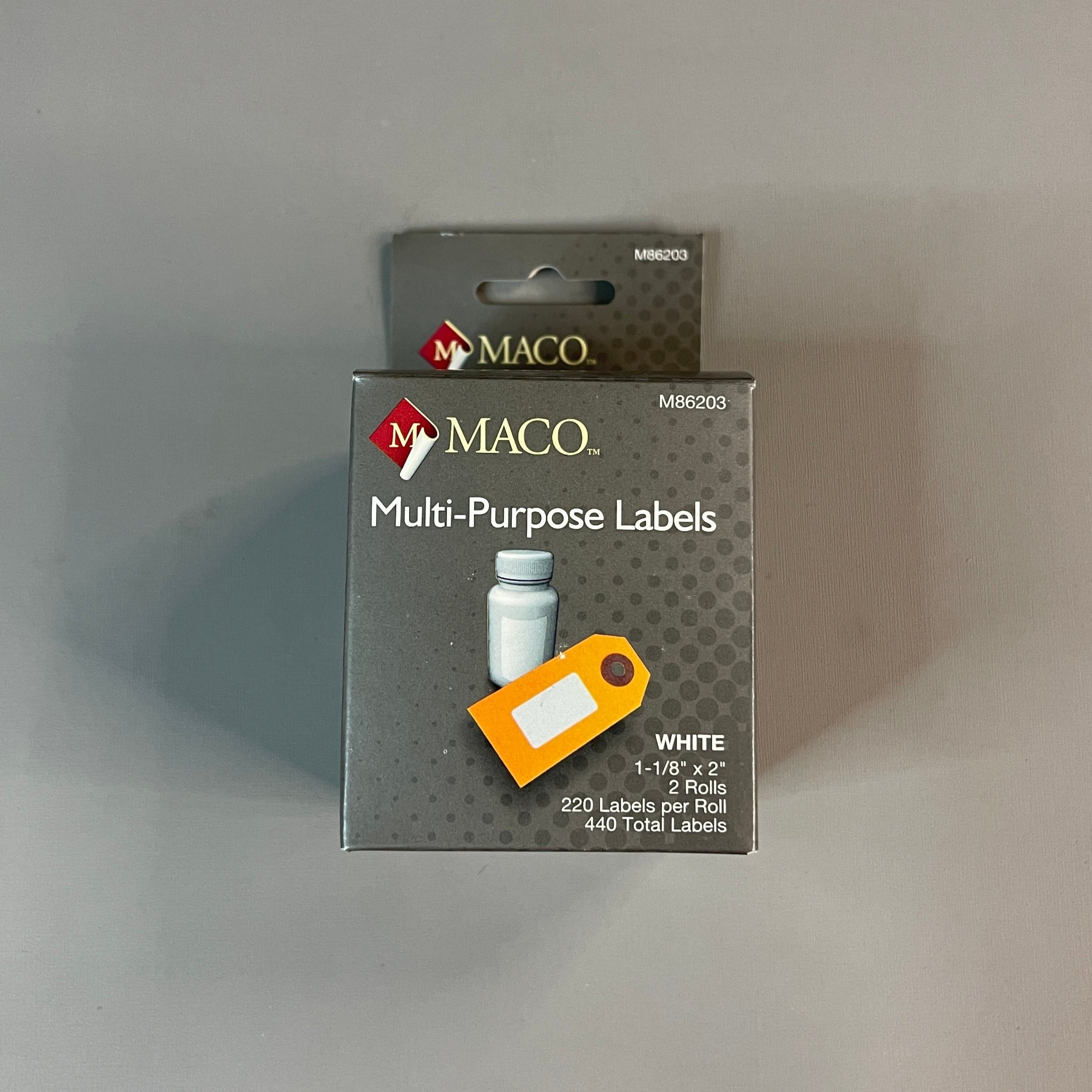MACO  Direct Thermal Printer Labels (6 PACK) 1-1/8” x 2" 2,640 Labels White M86203