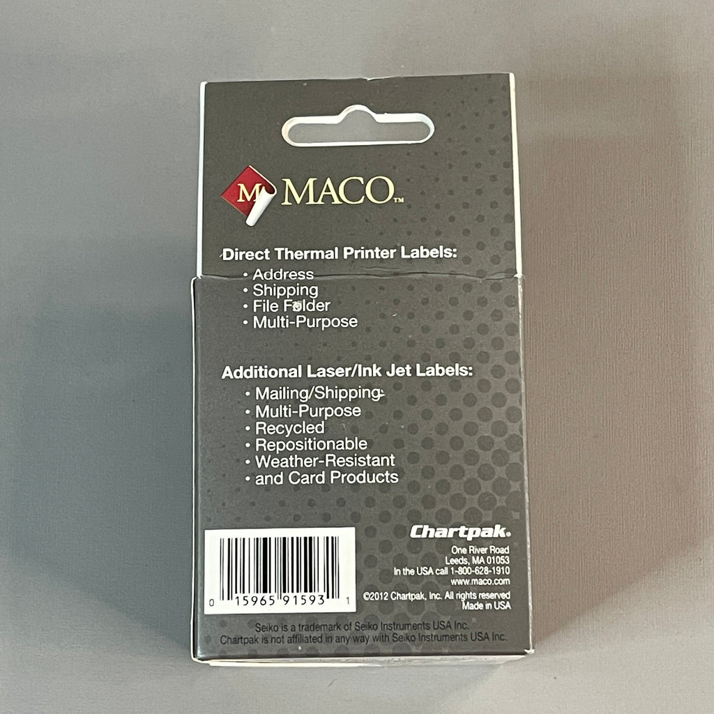 MACO  Direct Thermal Printer Labels (6 PACK) 1-1/8” x 2" 2,640 Labels White M86203