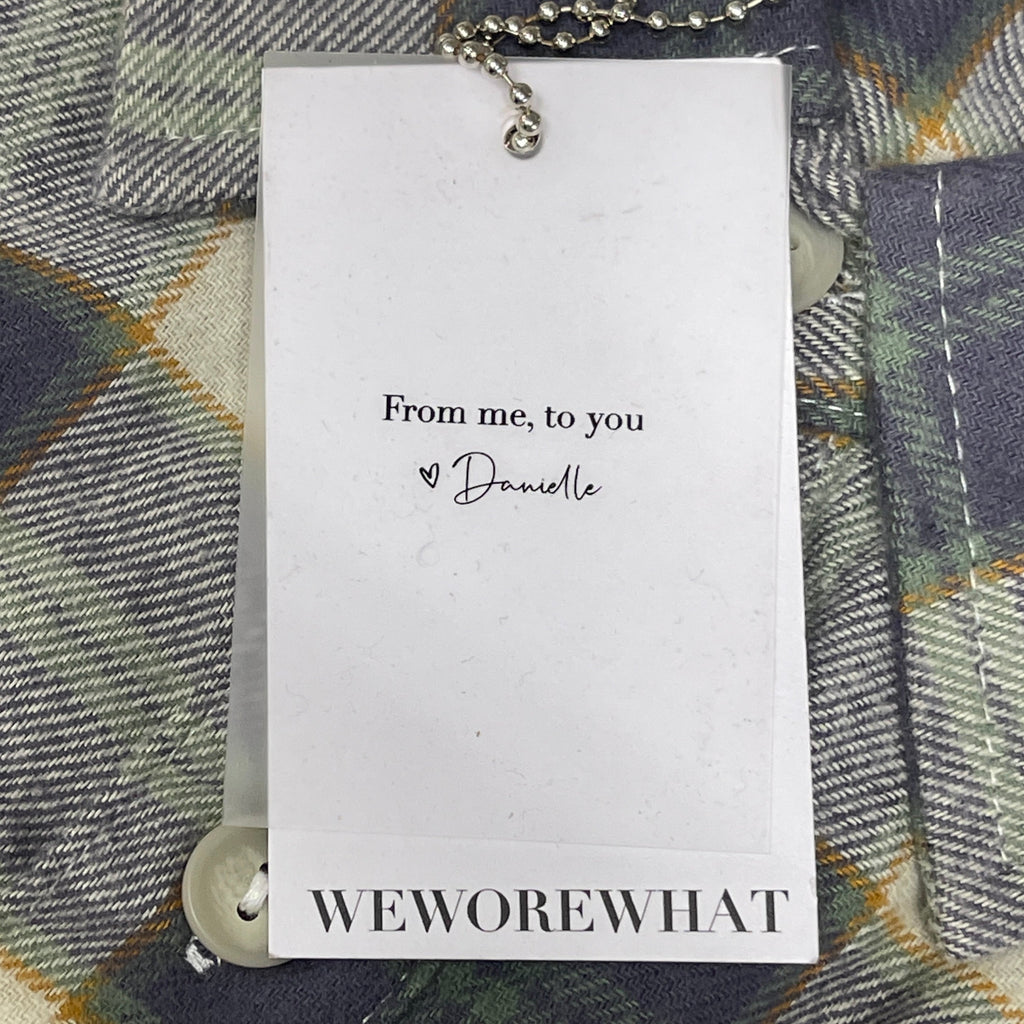 WE WORE WHAT Boyfriend Flannel Button-Down Shirt Green Women's Sz XS/S 246765