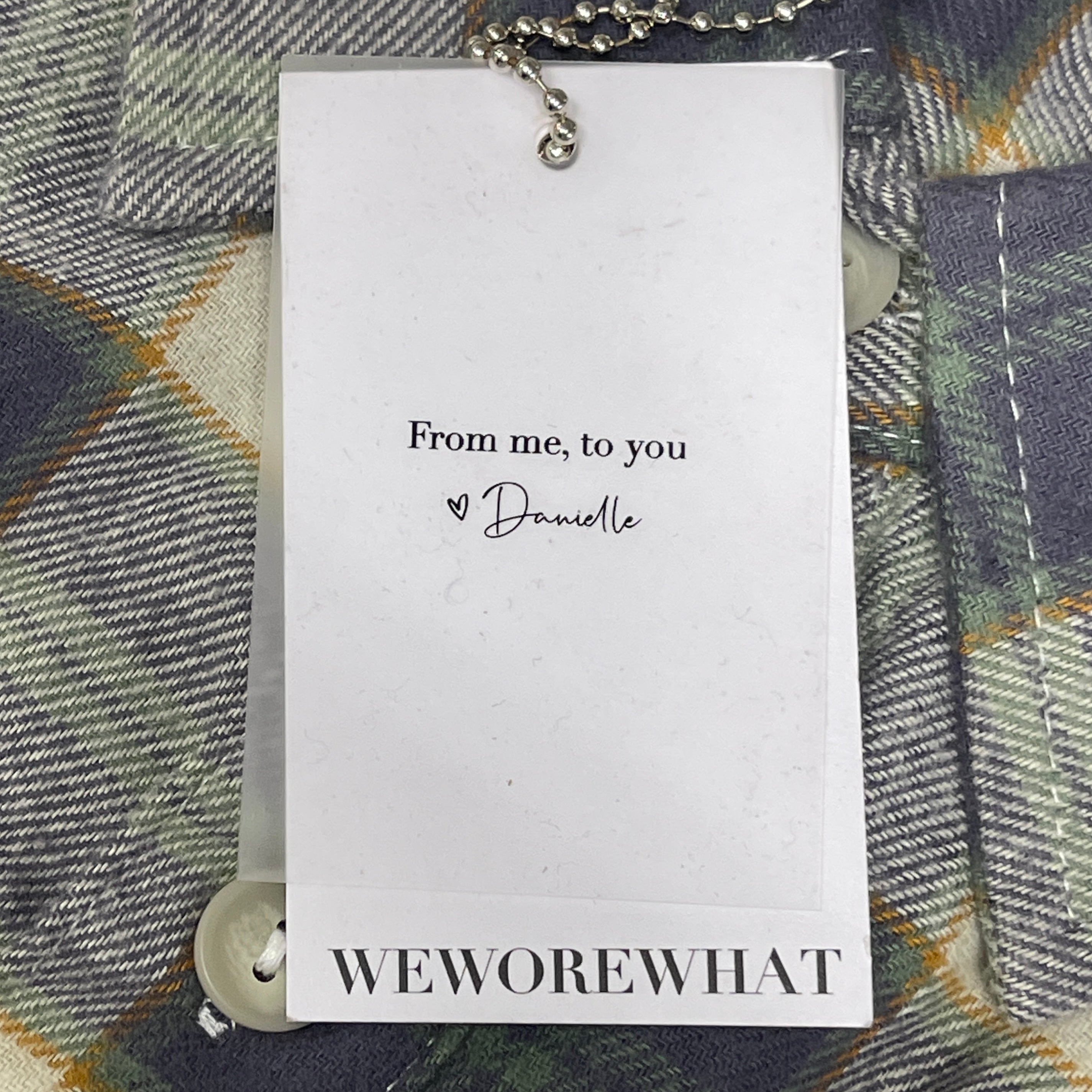WE WORE WHAT Boyfriend Flannel Button-Down Shirt Green Women's Sz XS/S 246765