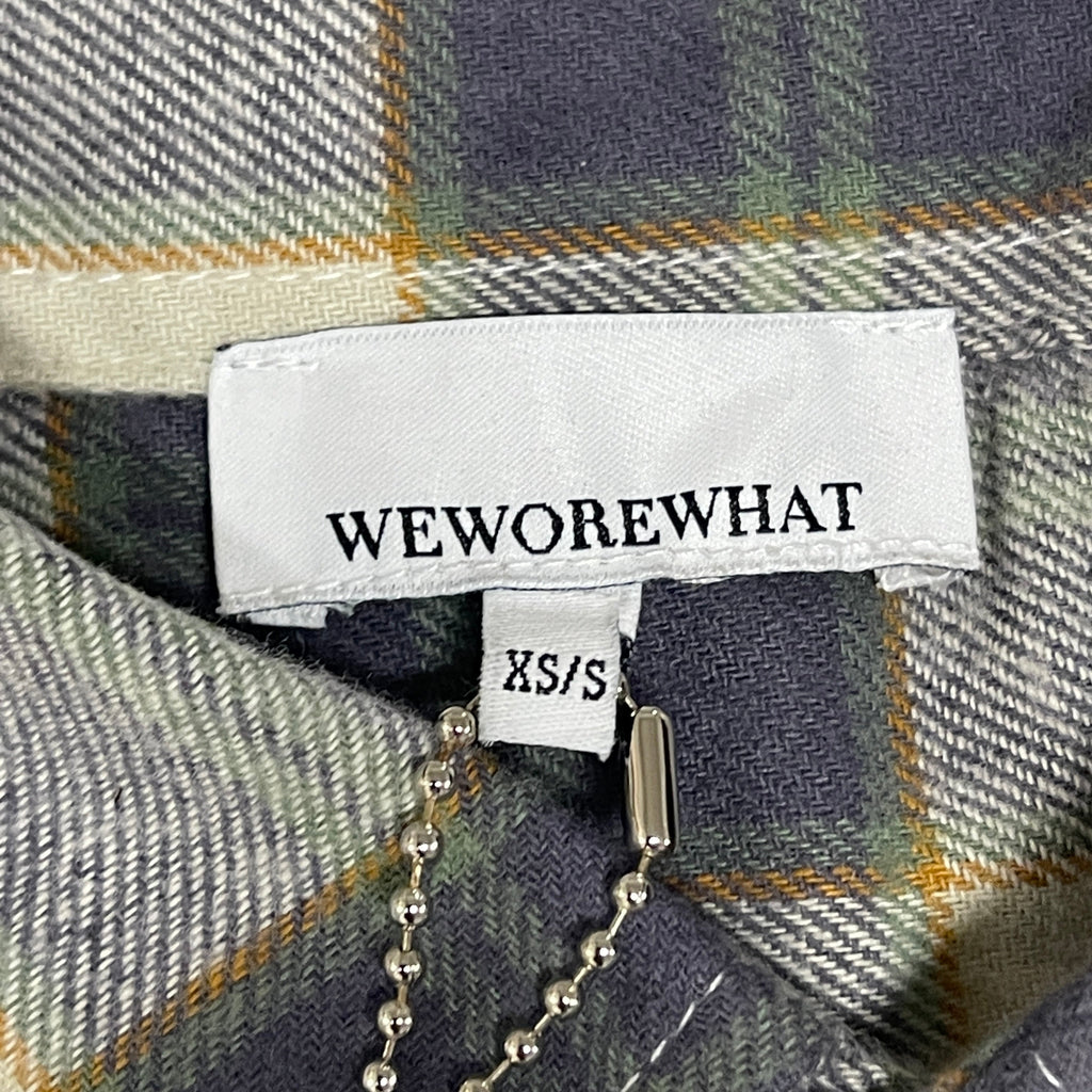 WE WORE WHAT Boyfriend Flannel Button-Down Shirt Green Women's Sz XS/S 246765