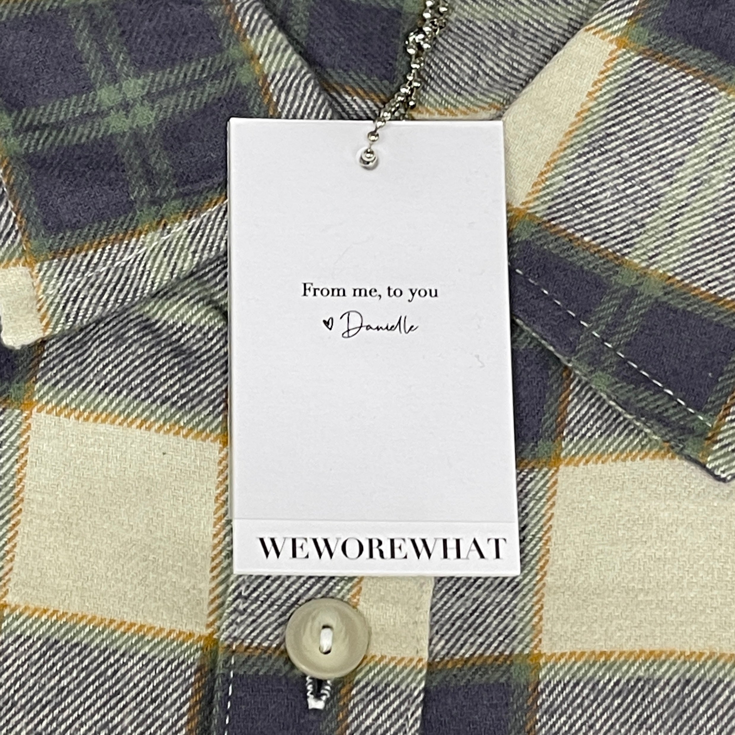 WE WORE WHAT Boyfriend Flannel Button-Down Shirt Women's Sz M/L Green WWDT23-1