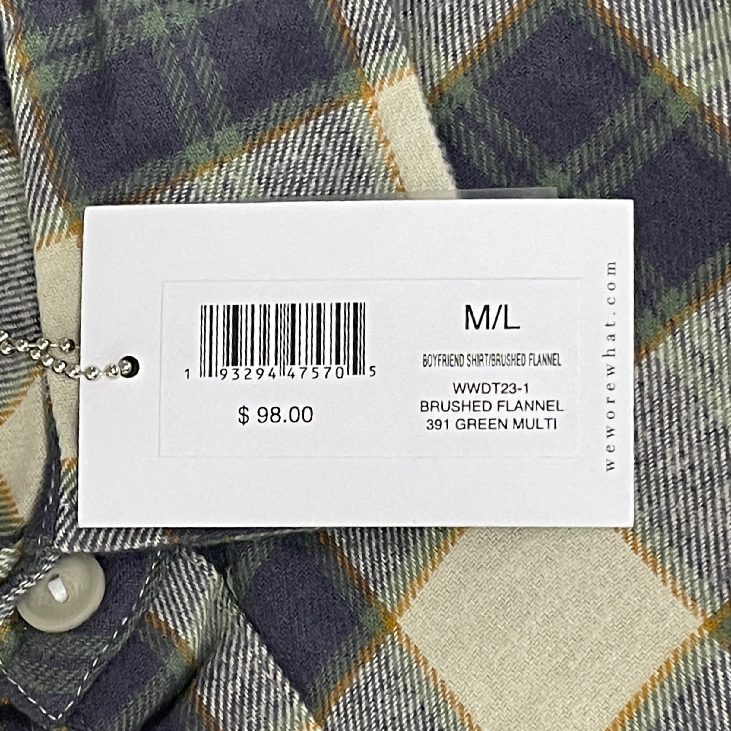 WE WORE WHAT Boyfriend Flannel Button-Down Shirt Women's Sz M/L Green WWDT23-1