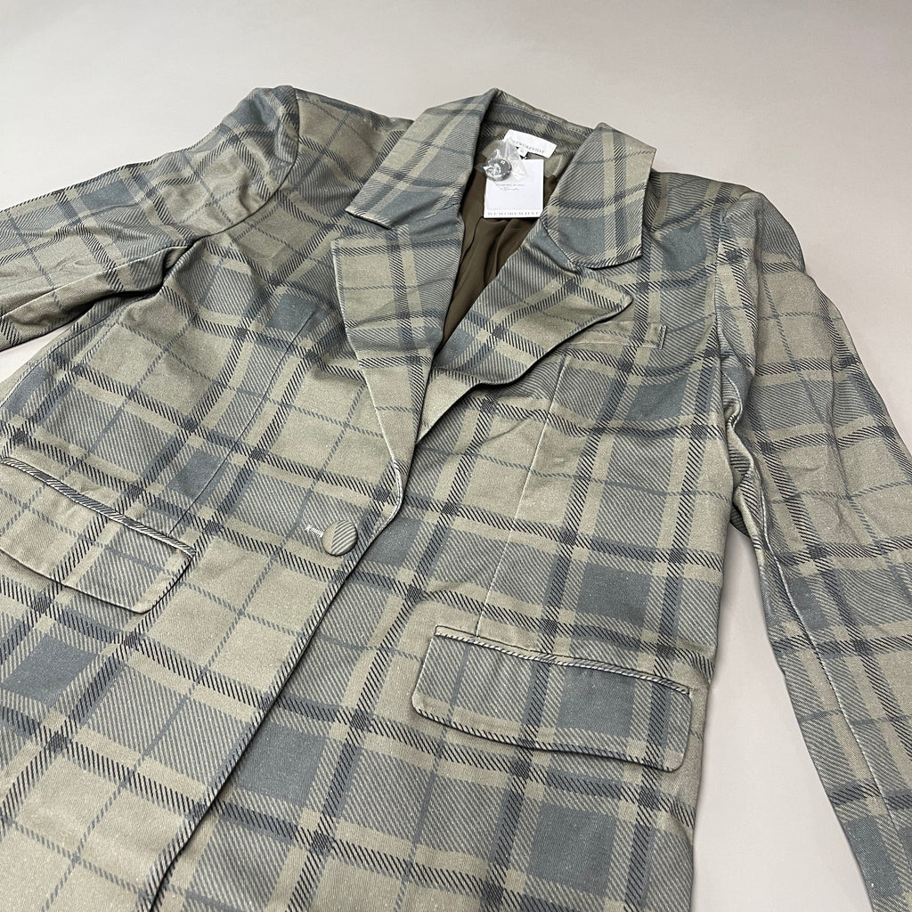 WE WORE WHAT Printed Plaid Blazer Women's Sz XS ZRN Cool Plaid Green 246765