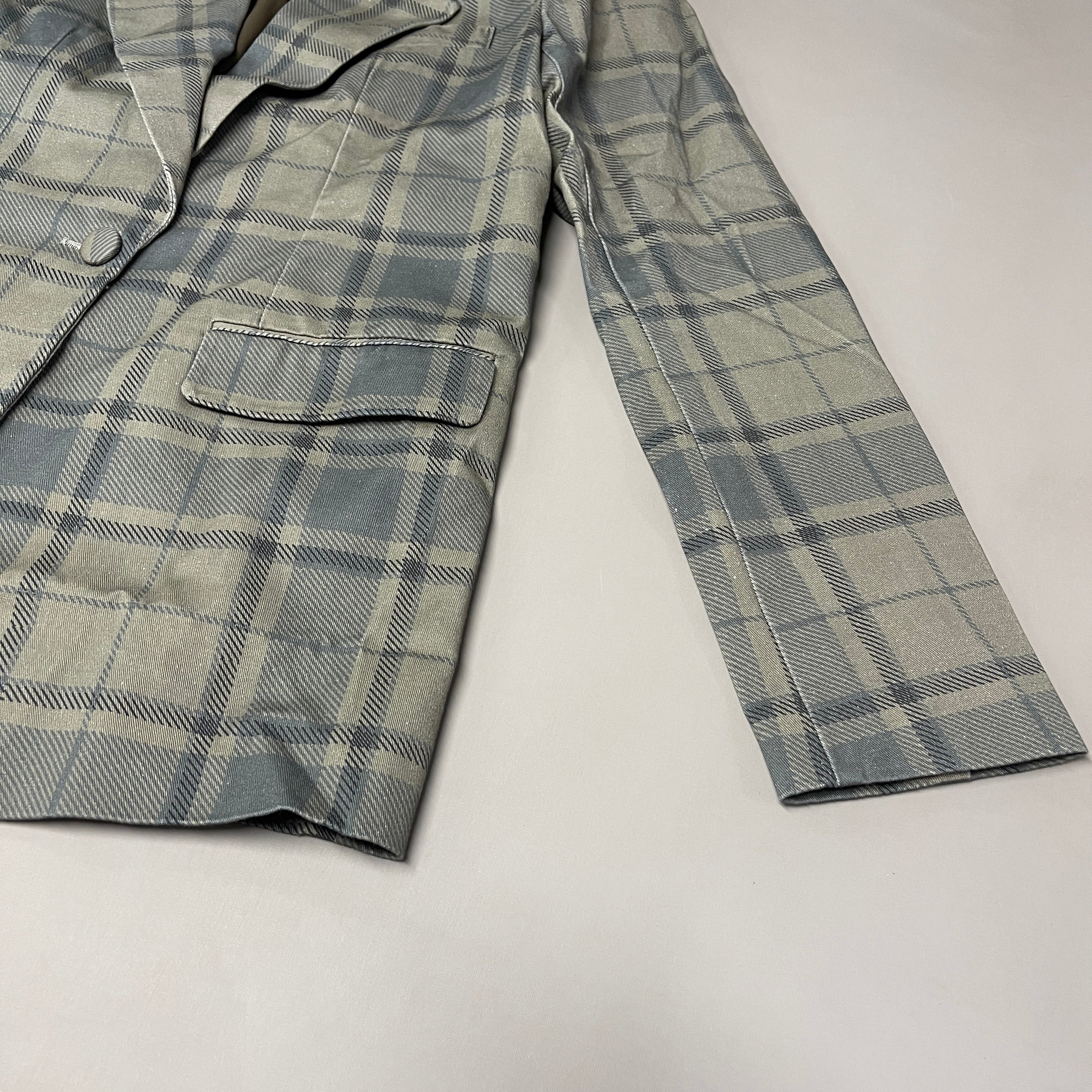 WE WORE WHAT Printed Plaid Blazer Women's Sz XS ZRN Cool Plaid Green 246765