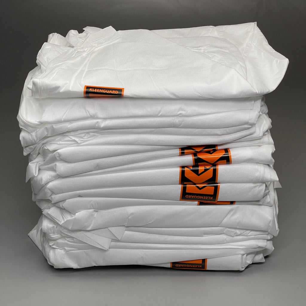 KLEENGUARD Box Of 24 A20 Coveralls Protective Clothing Zip Front Elastic XL White 49104(02) (New)