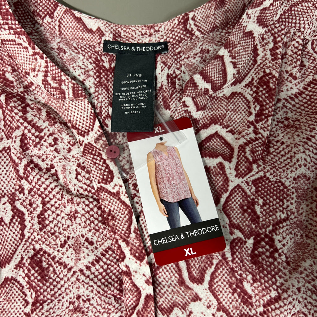 CHELSEA & THEODORE Sleeveless Blouse Women's Size XL Pink Python 2165072 (NEW)