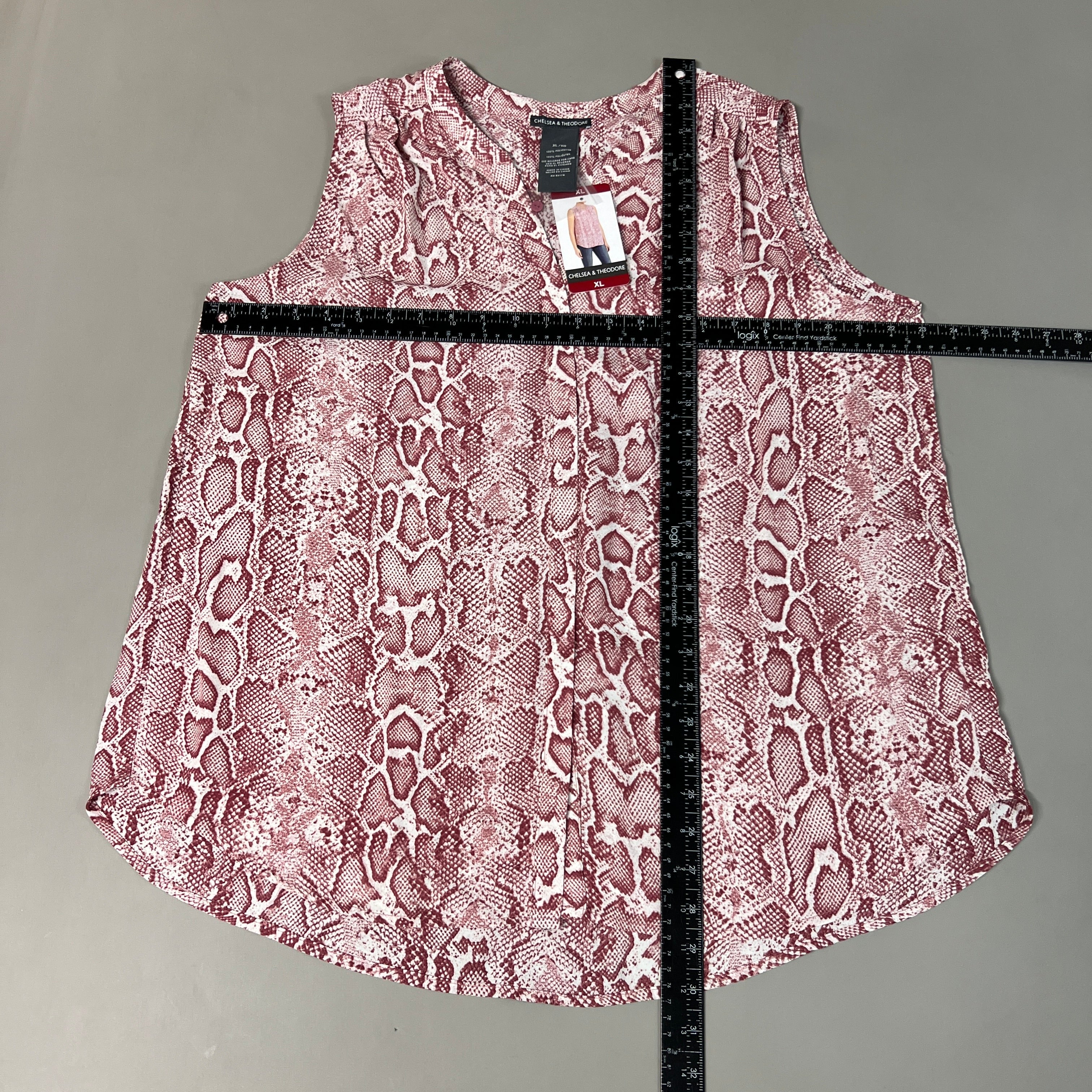 CHELSEA & THEODORE Sleeveless Blouse Women's Size XL Pink Python 2165072 (NEW)