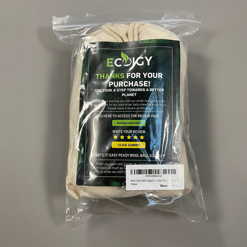 ECOIGY Handmade Wool Dryer Balls 100% New Zealand Wool Set of 6 White XL (New)
